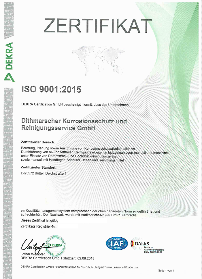 Diko-Service GmbH - Zertifikat DIN EN ISO 9001 : 2008